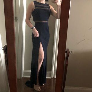 Formal dress with mesh cut outs